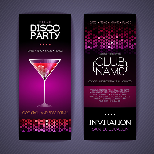 Disco party poster neon template vector 05
