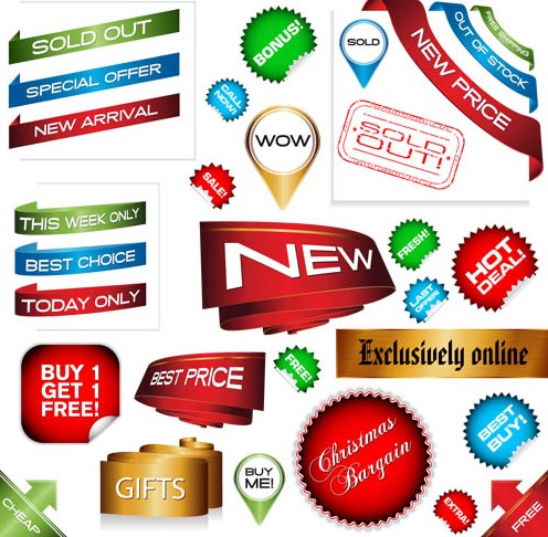 Discount Web Elements with Sticker vector design
