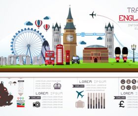 England travel infographic template vector