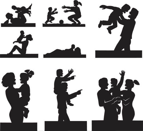 Family People Silhouette vector