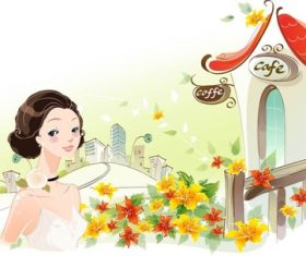 Fantasy cartoon landscape vector