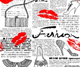 Fashion design with newpaper background vector 03