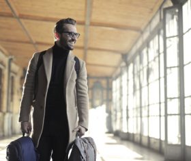 Fashion youth wearing camel coat Stock Photo 01