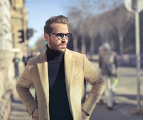 Fashion youth wearing camel coat Stock Photo 02