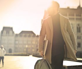 Fashion youth wearing camel coat Stock Photo 04