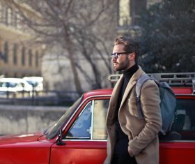 Fashion youth wearing camel coat Stock Photo 06