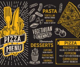 Fast food menu with blackboard background vector 03