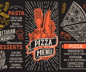 Fast food menu with blackboard background vector 04