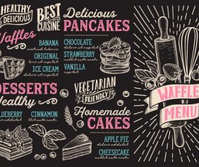 Fast food menu with blackboard background vector 05