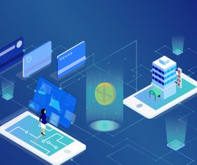 Financial technology palm bank vector illustration