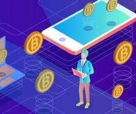 Financial wealth bitcoin vector illustration