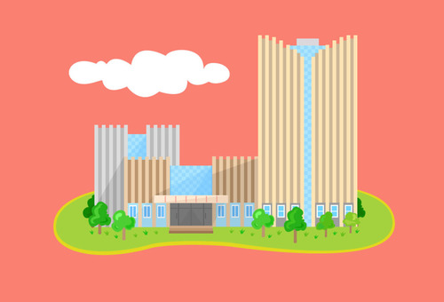 Flat high rise building vector
