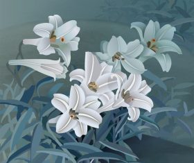 Floral vintage realistic vector illustration