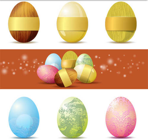 Floral with wooden Easter Eggs vector