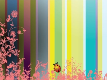 Flowers and insects background design vectors