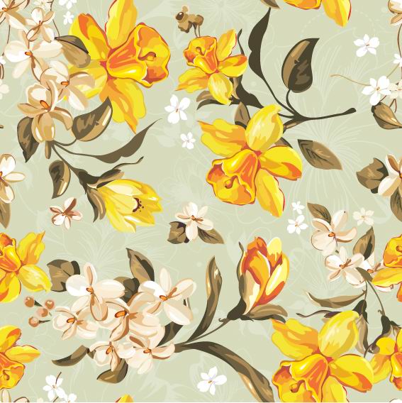 Flowers illustration cloth pattern background vector 01