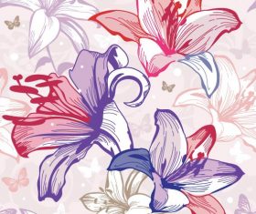 Flowers illustration cloth pattern background vector 02