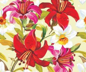 Flowers illustration cloth pattern background vector 03