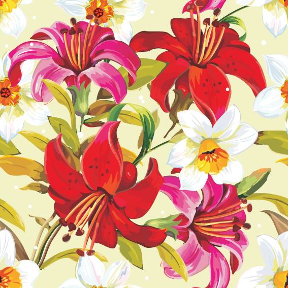 Flowers illustration cloth pattern background vector 03
