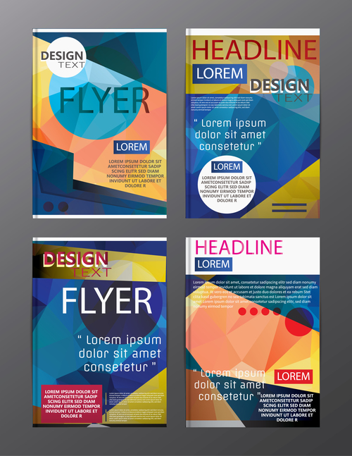 Flyer template abstract styles vector 16
