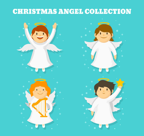 Four white christmas angels vector