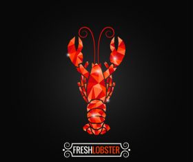 Fresh lobster with black background vector