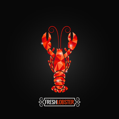 Fresh lobster with black background vector