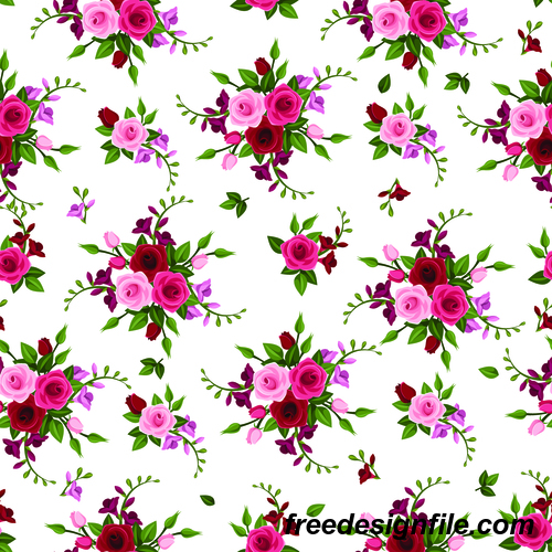 Fresh rose pattern seamless vectors 02