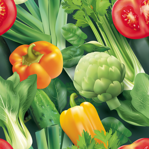 Fresh vegetable seamless vector pattern