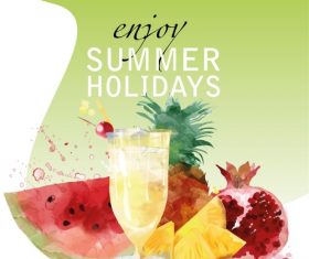 Fruit juice poster watercolor vector design material