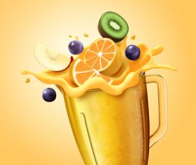 Fruit juice splash vector illustration