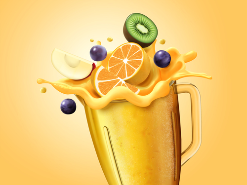 Fruit juice splash vector illustration