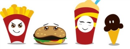 Funny cartoon fast food vector