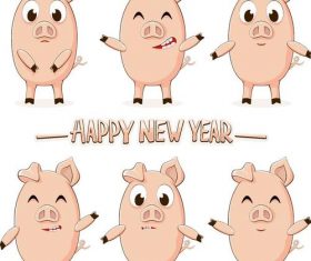 Funny cartoon pig vectors 01