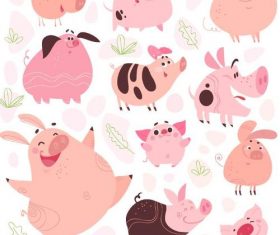 Funny cartoon pig vectors 02