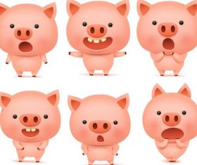 Funny cartoon pig vectors 03