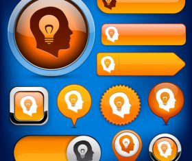 Glass texture web buttons design vectors set 04