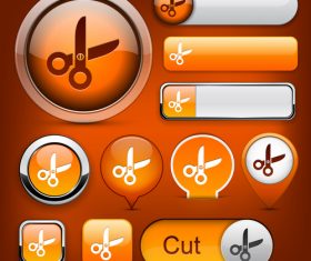 Glass texture web buttons design vectors set 05