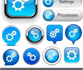 Glass texture web buttons design vectors set 08