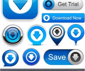 Glass texture web buttons design vectors set 09