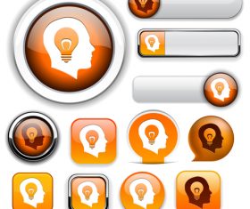 Glass texture web buttons design vectors set 10