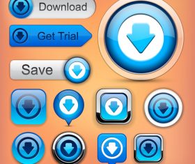 Glass texture web buttons design vectors set 11