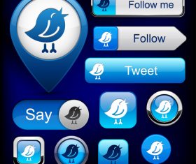 Glass texture web buttons design vectors set 13