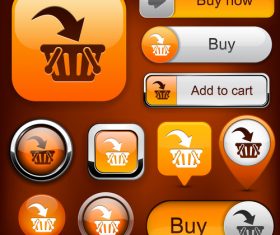 Glass texture web buttons design vectors set 15