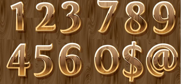 Glod and wood number creative vector