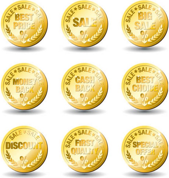 Gold Discount Labels art vector graphics