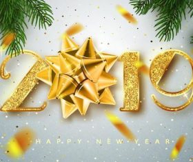 Golden 2019 new year text with new year background vector