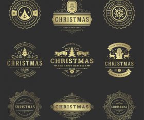 Golden christmas labels retro design vector 08