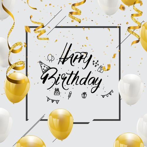 Golden confetti with birthday white background vector