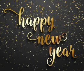 Golden confetti with new year text design vector